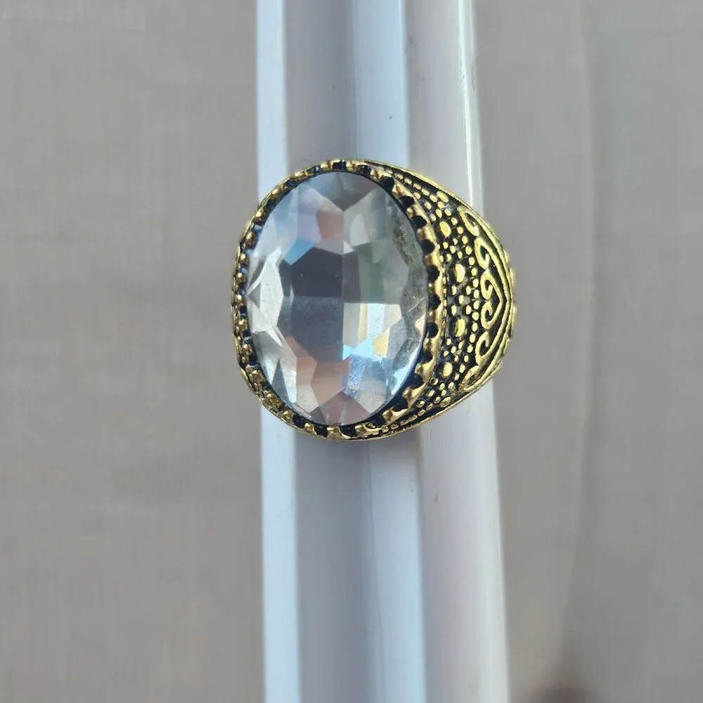 Men Rings Turkish Style Fashion Jewelry Clear Crystal Accent Turkish Zircon Ston